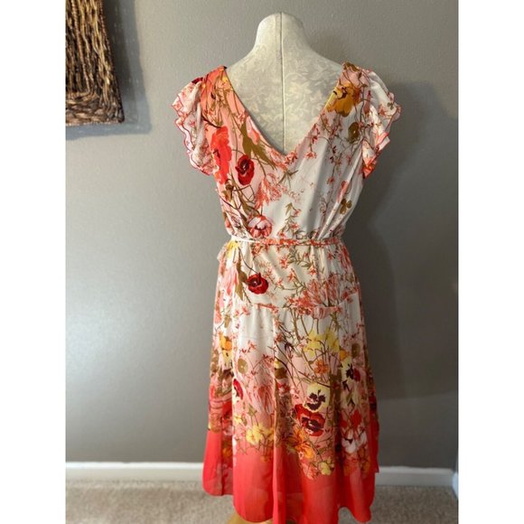Chris McLaughlin A Line Dress 18W Belt Floral Flowy Stretch Career Church - Picture 6 of 9